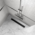 Ralo de duche em aço inox com tampa em vidro preto modelo B2