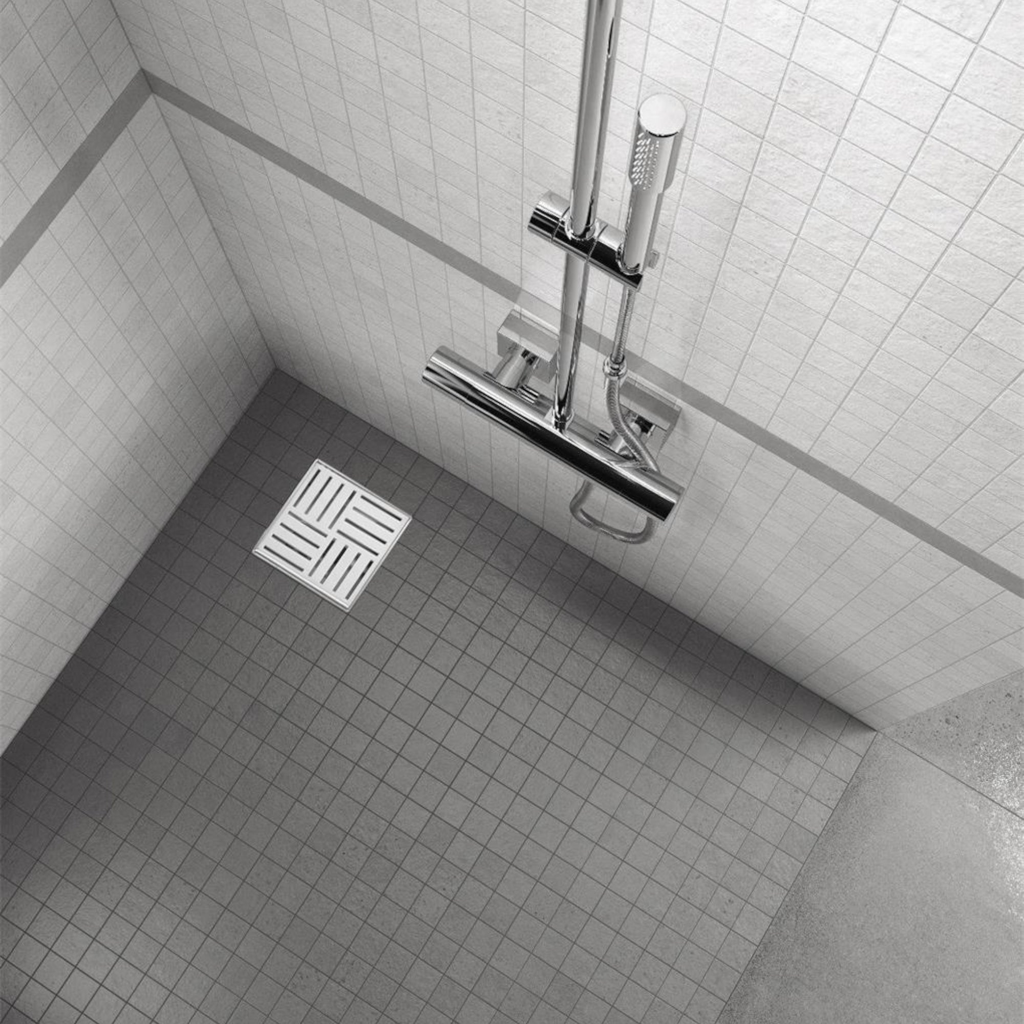Sifone doccia quadrato in acciaio inox ultrapiatto modello Q3