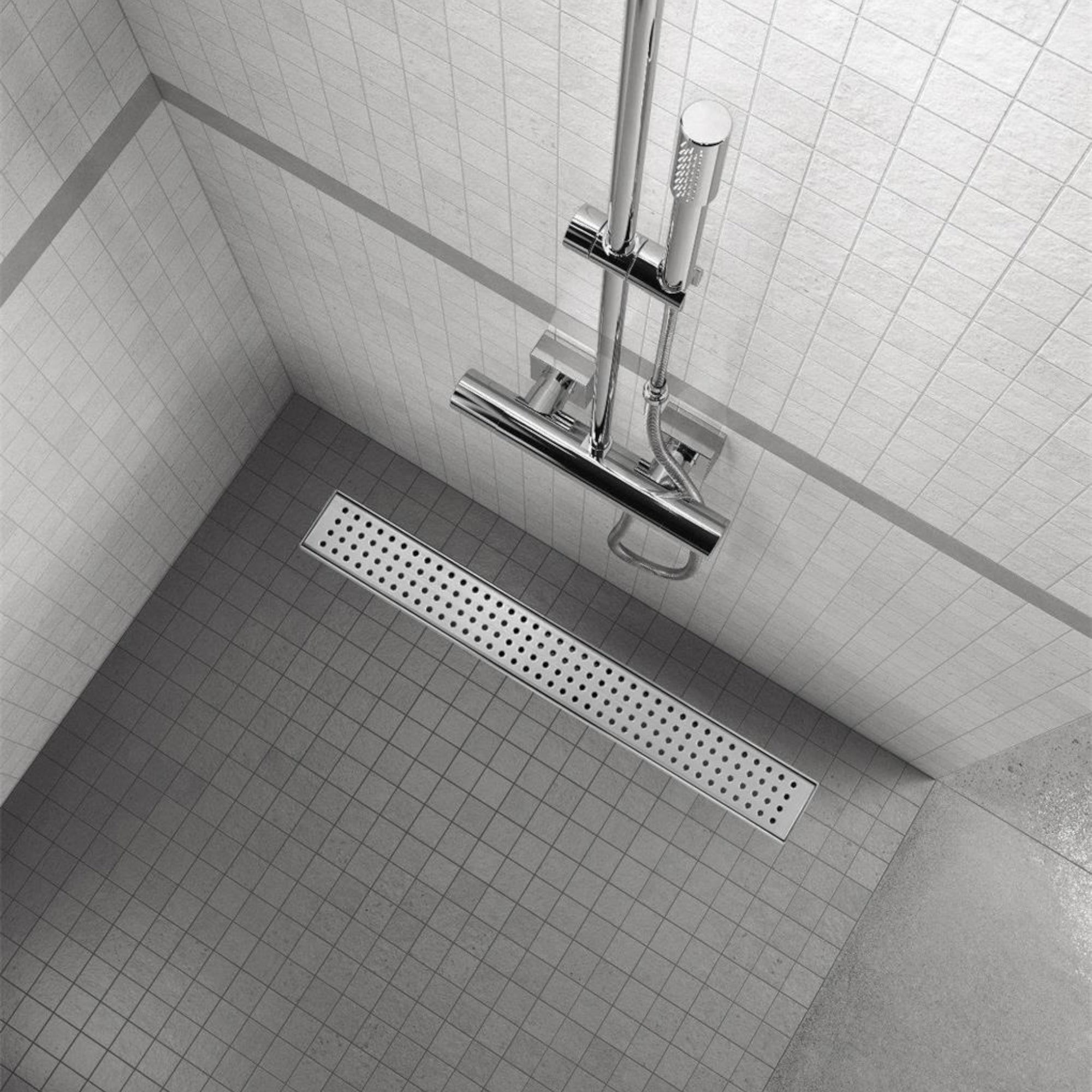 Piatto doccia in acciaio inox con design quadrato modello R7