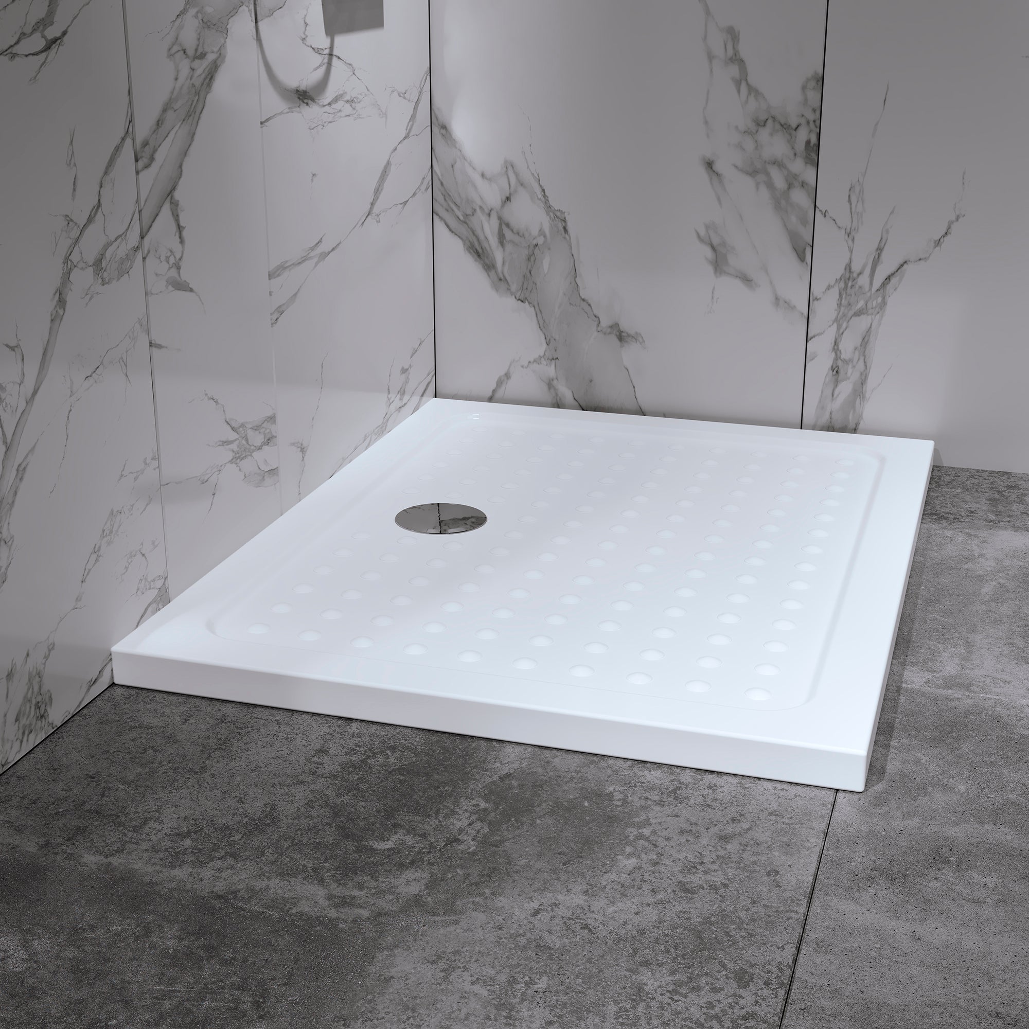 SHIMMER - Base de duche acrílica efeito bolhas extraplana com acabamento branco e sifão incluído