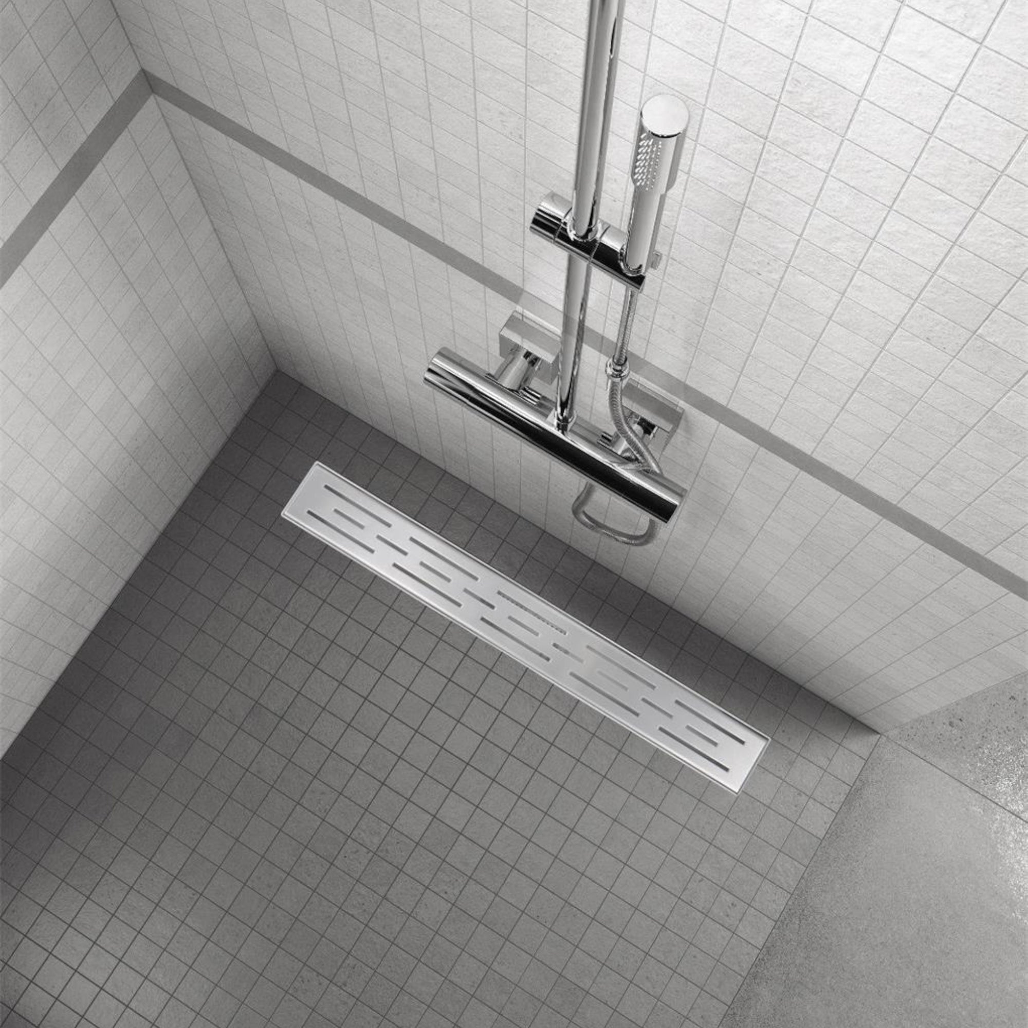 Sifone per doccia in acciaio inox con design quadrato modello R8