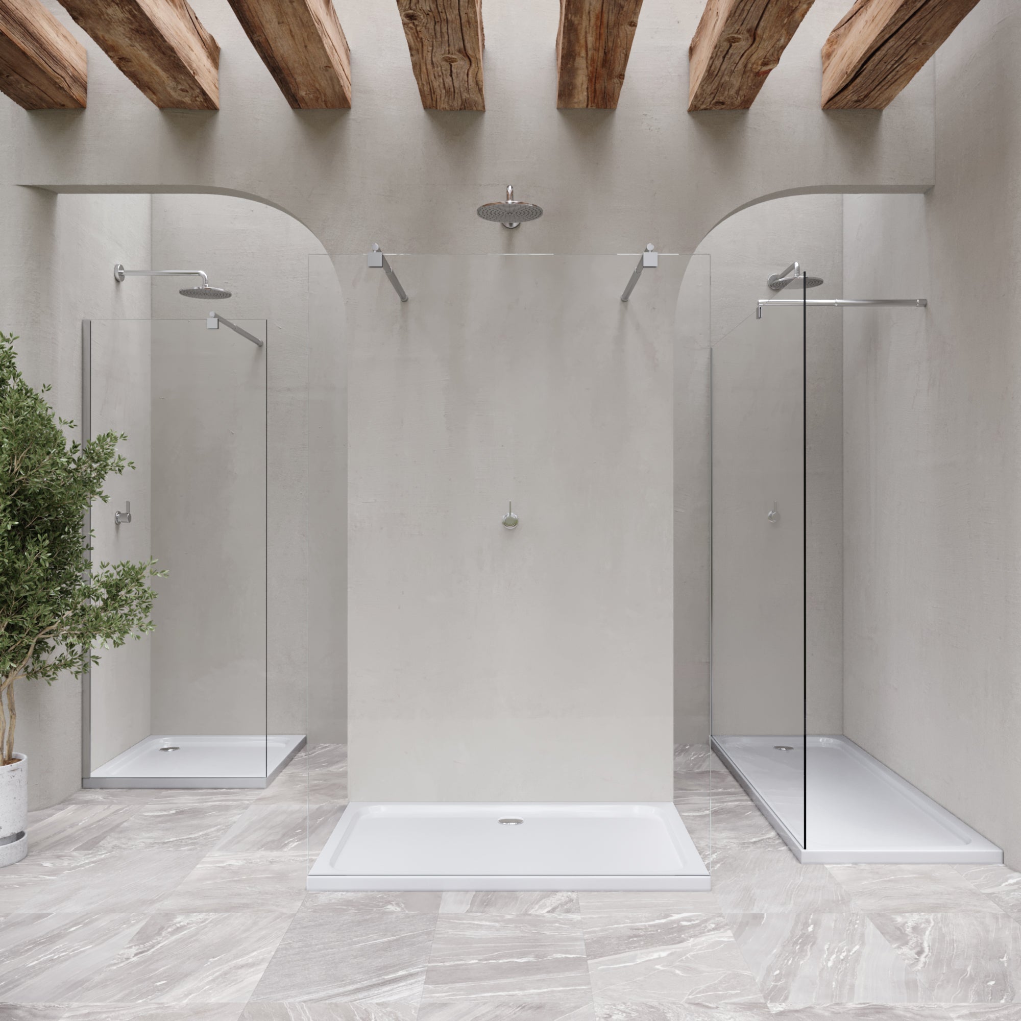 SHIMMER - Base de duche acrílica lisa extraplana com acabamento branco e sifão incluído