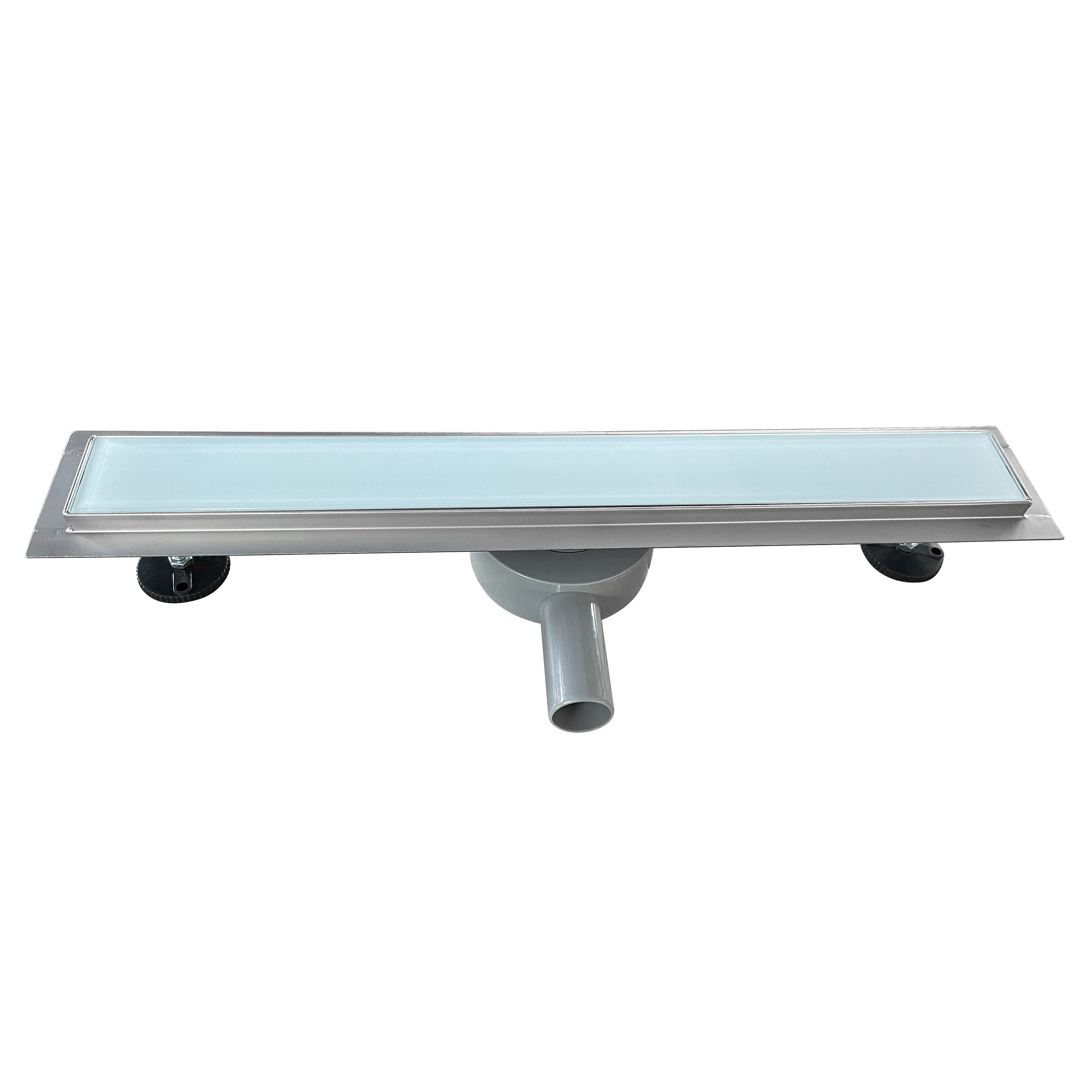 Scolo doccia in acciaio inox con copertura in vetro bianco modello B3