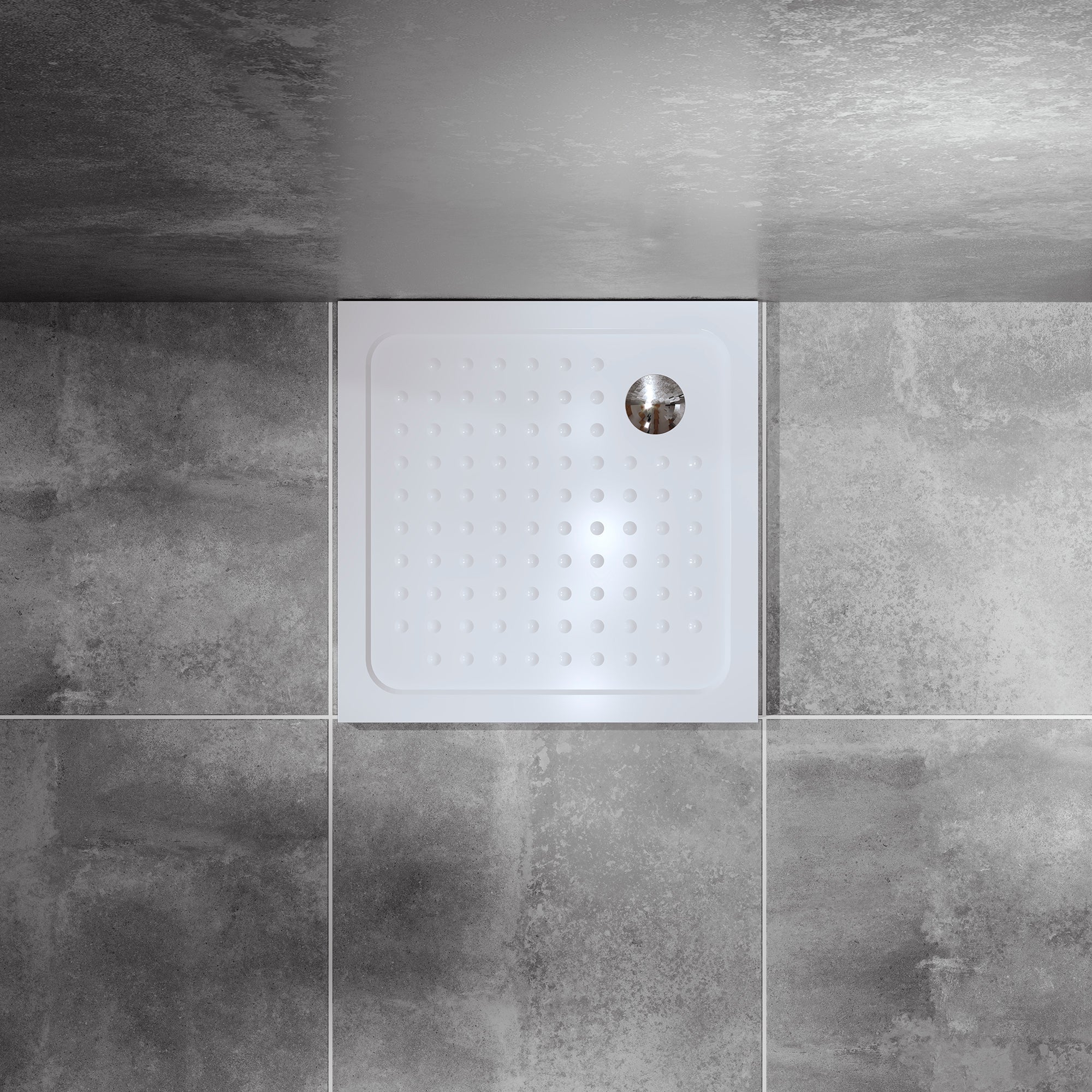 SHIMMER - Base de duche acrílica efeito bolhas extraplana com acabamento branco e sifão incluído