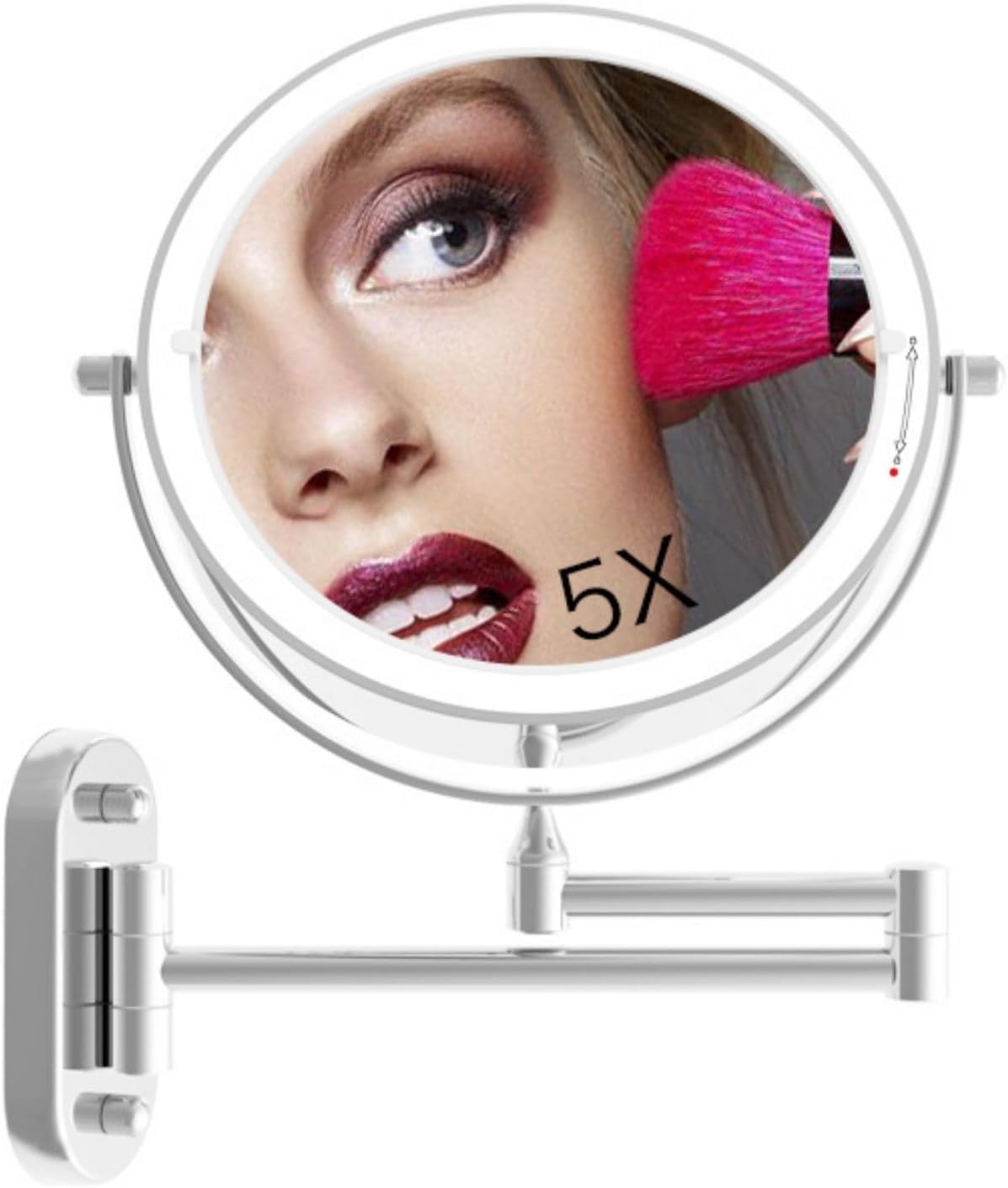 Espejo de maquillaje recargable con aumento de 5x e iluminación LED