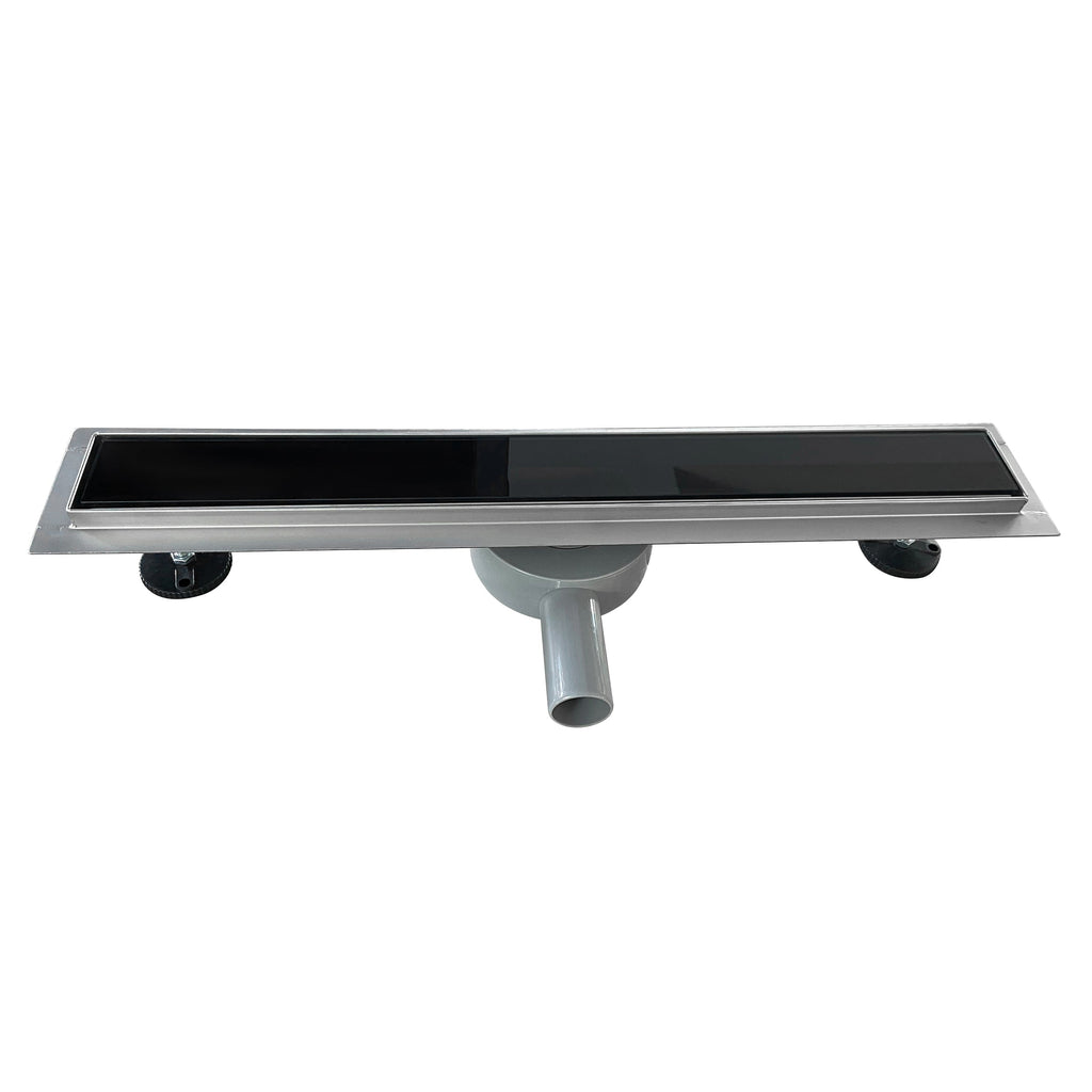 Ralo de duche em aço inox com tampa em vidro preto modelo B2