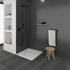 POLAR - Base de duche antiderrapante com acabamento branco e sifão incluído