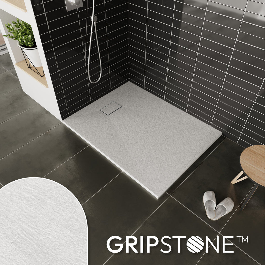 BOREAL - Piatto doccia antiscivolo con finitura bianca e sifone incluso