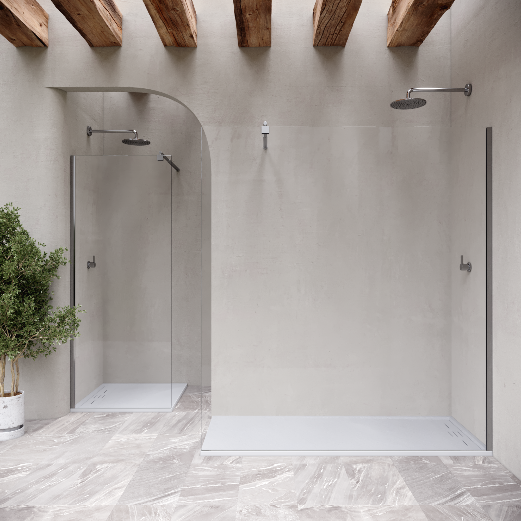 HIEMAL - Base de duche antiderrapante com acabamento branco e sifão incluído