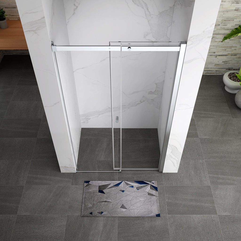 KAYLEE - Puerta de ducha reversible con puerta corredera, cristal de 6 mm y perfil cromado