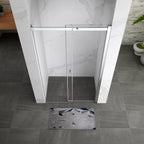 KAYLEE - Puerta de ducha reversible con puerta corredera, cristal de 6 mm y perfil cromado