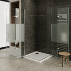 MATILDE - Cabine de duche de canto com portas dobráveis em vidro temperado meio fosco e perfil cromado