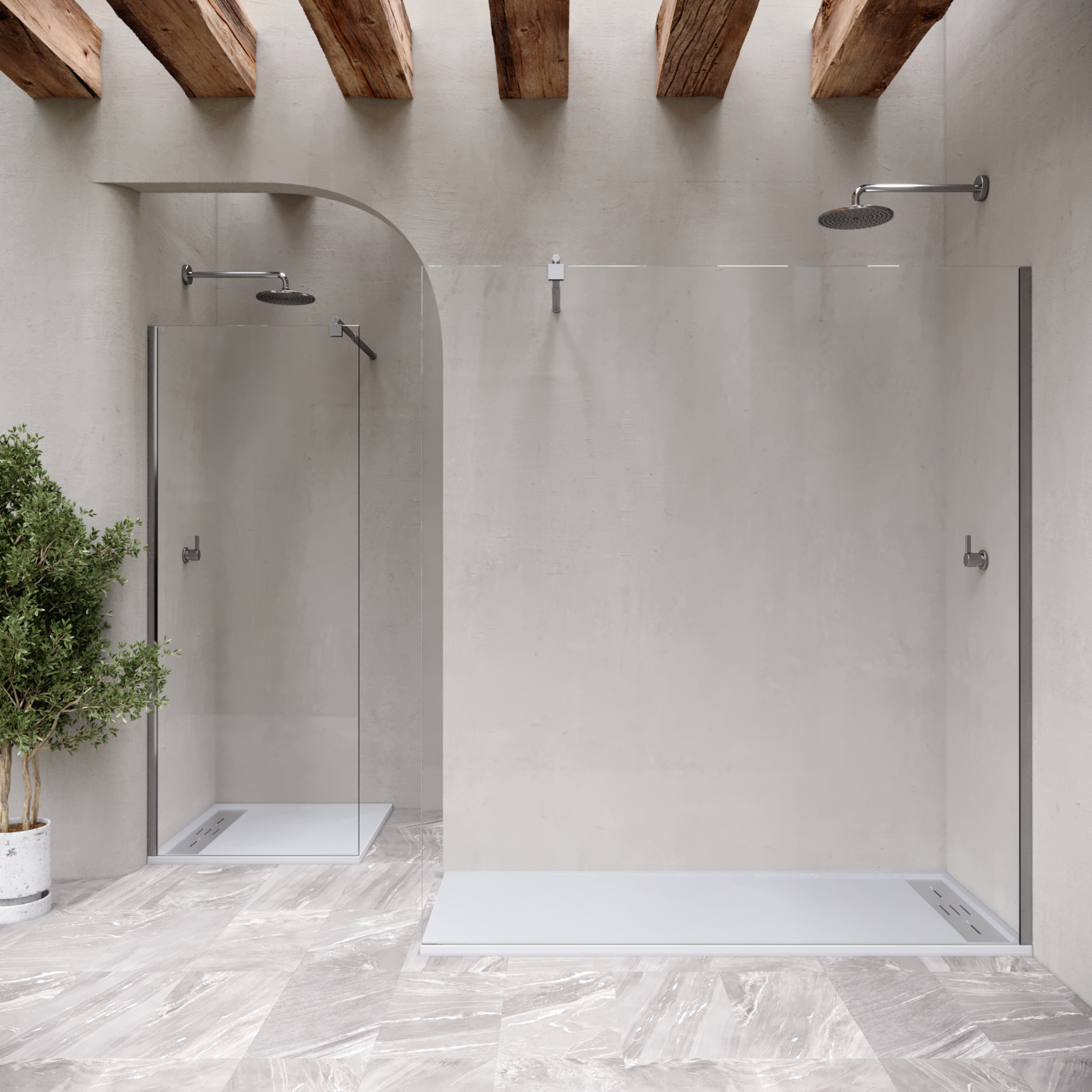 HIEMAL - Base de duche antiderrapante com acabamento branco e grelha inox incluída