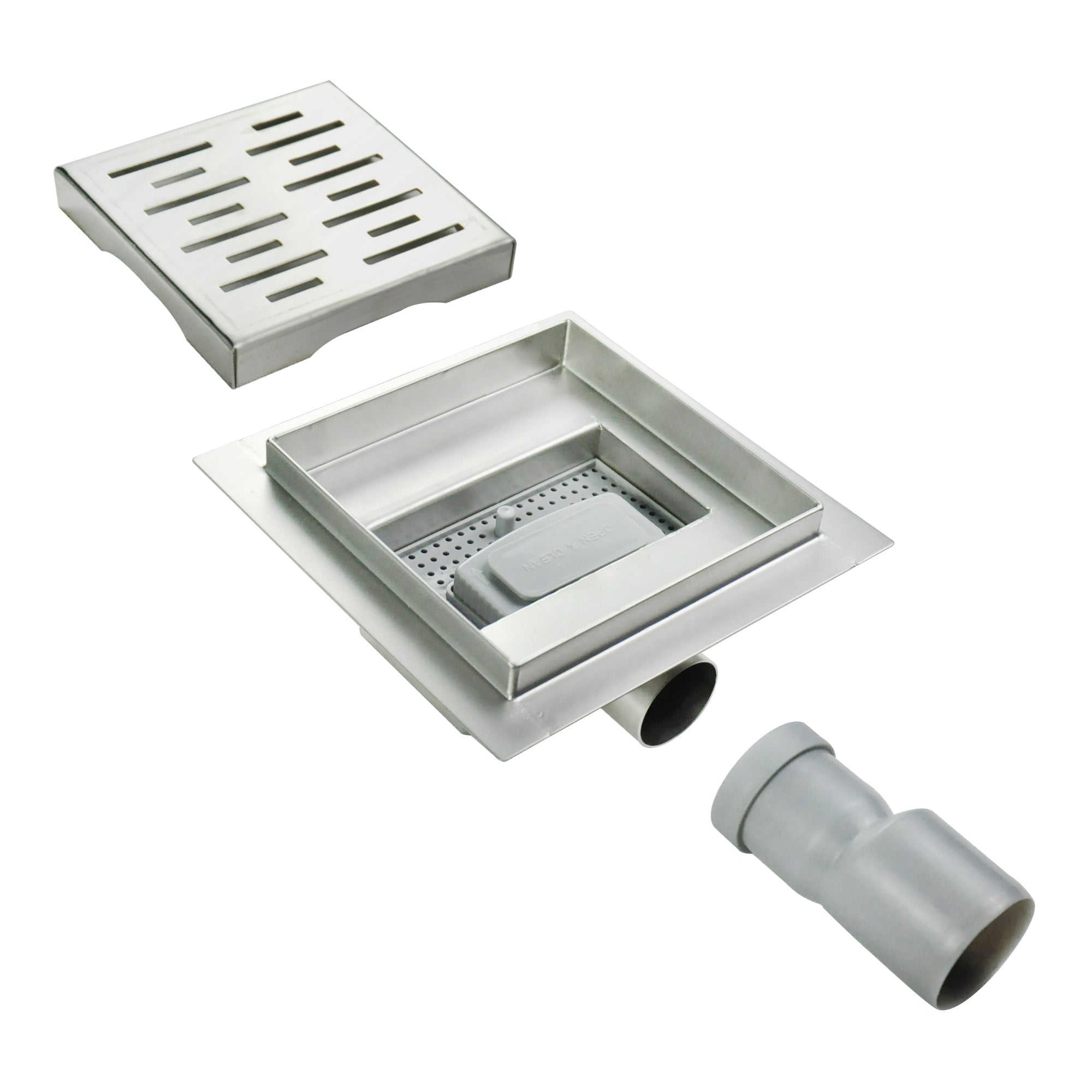 Piatto doccia quadrato in acciaio inox ultrapiatto modello Q4