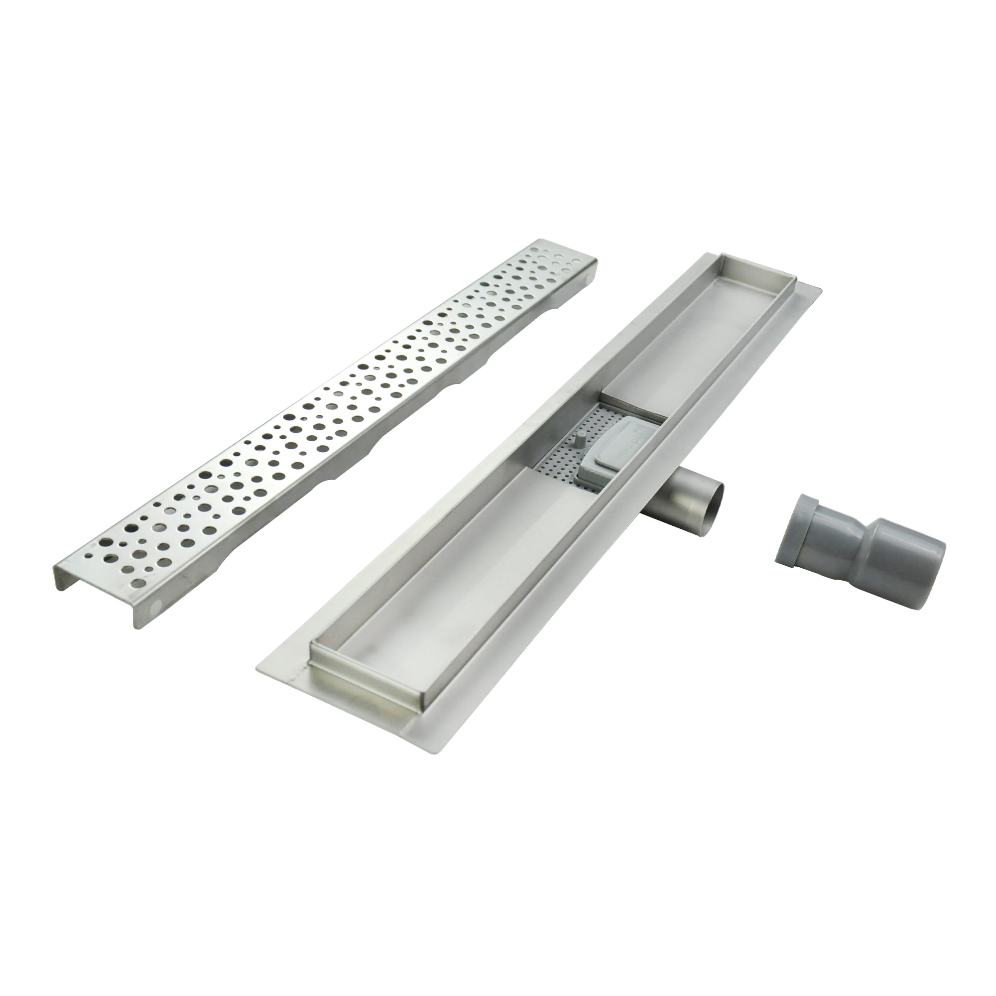 Sifone per doccia lineare in acciaio inox con finitura cromata modello R5