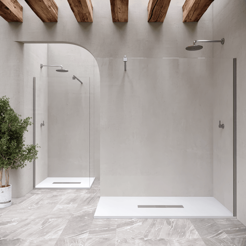 LUMIA - Base de duche antiderrapante com acabamento branco e grelha inox incluída