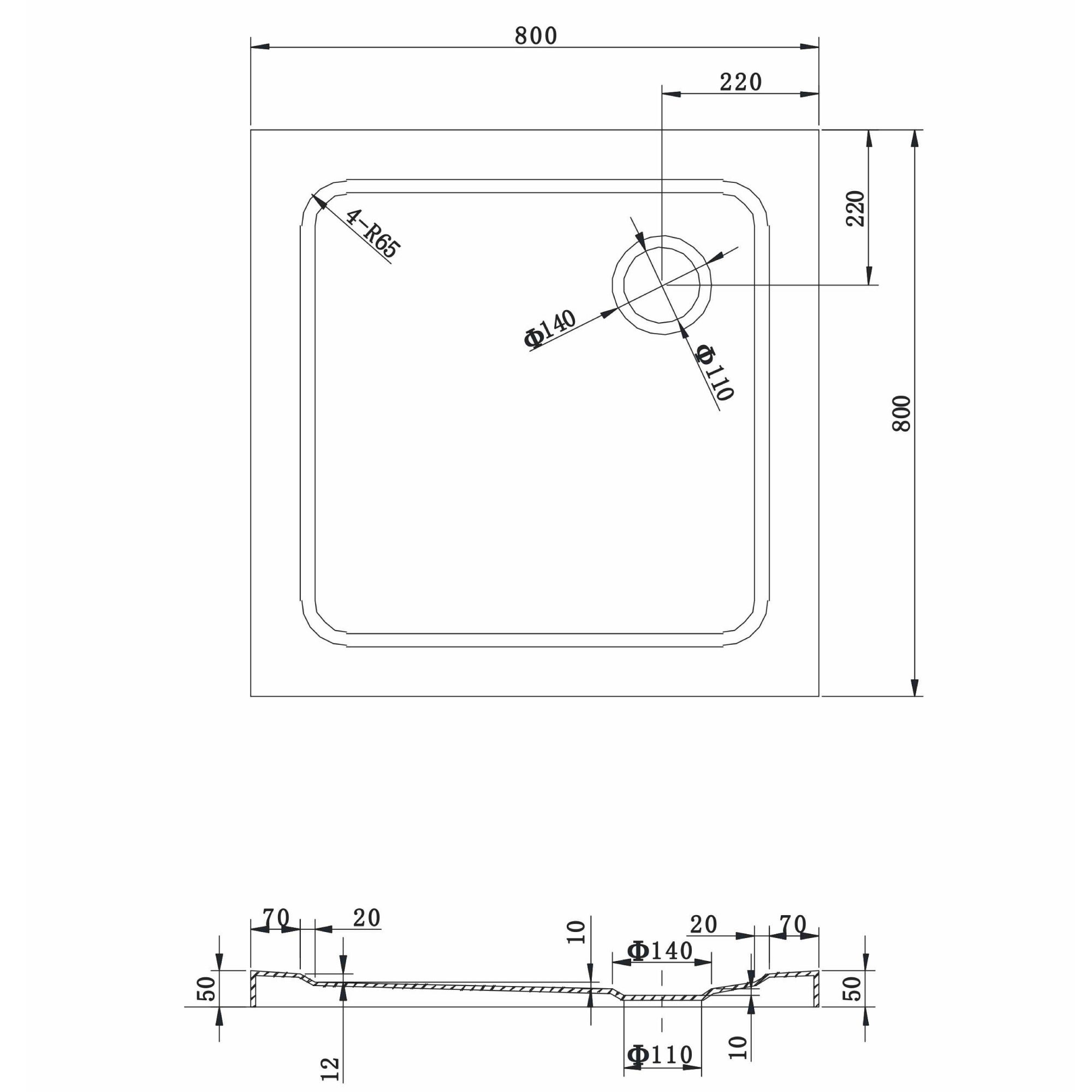 SHIMMER - Base de duche acrílica efeito bolhas extraplana com acabamento branco e sifão incluído