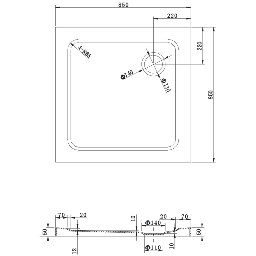 SHIMMER - Base de duche acrílica efeito bolhas extraplana com acabamento branco e sifão incluído