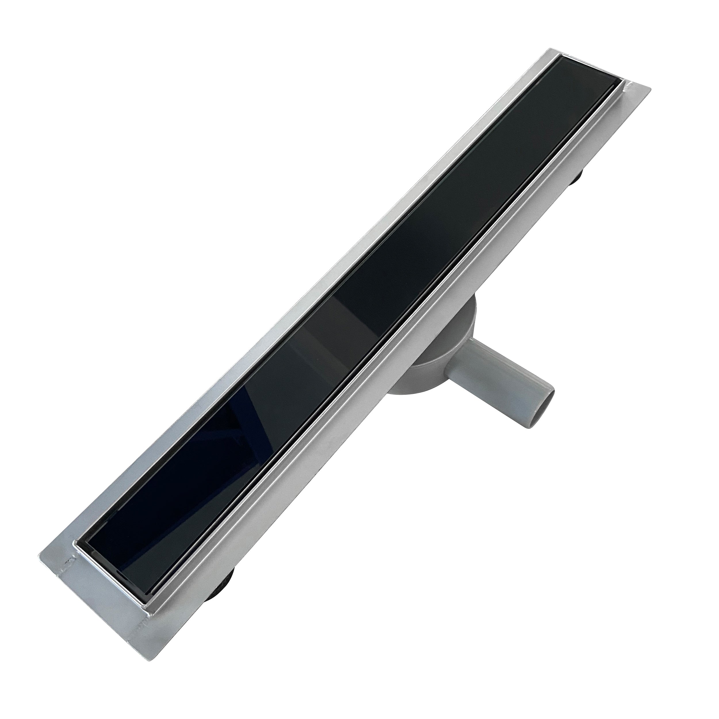 Scolapioggia per doccia in acciaio inox con coperchio in vetro nero modello B2