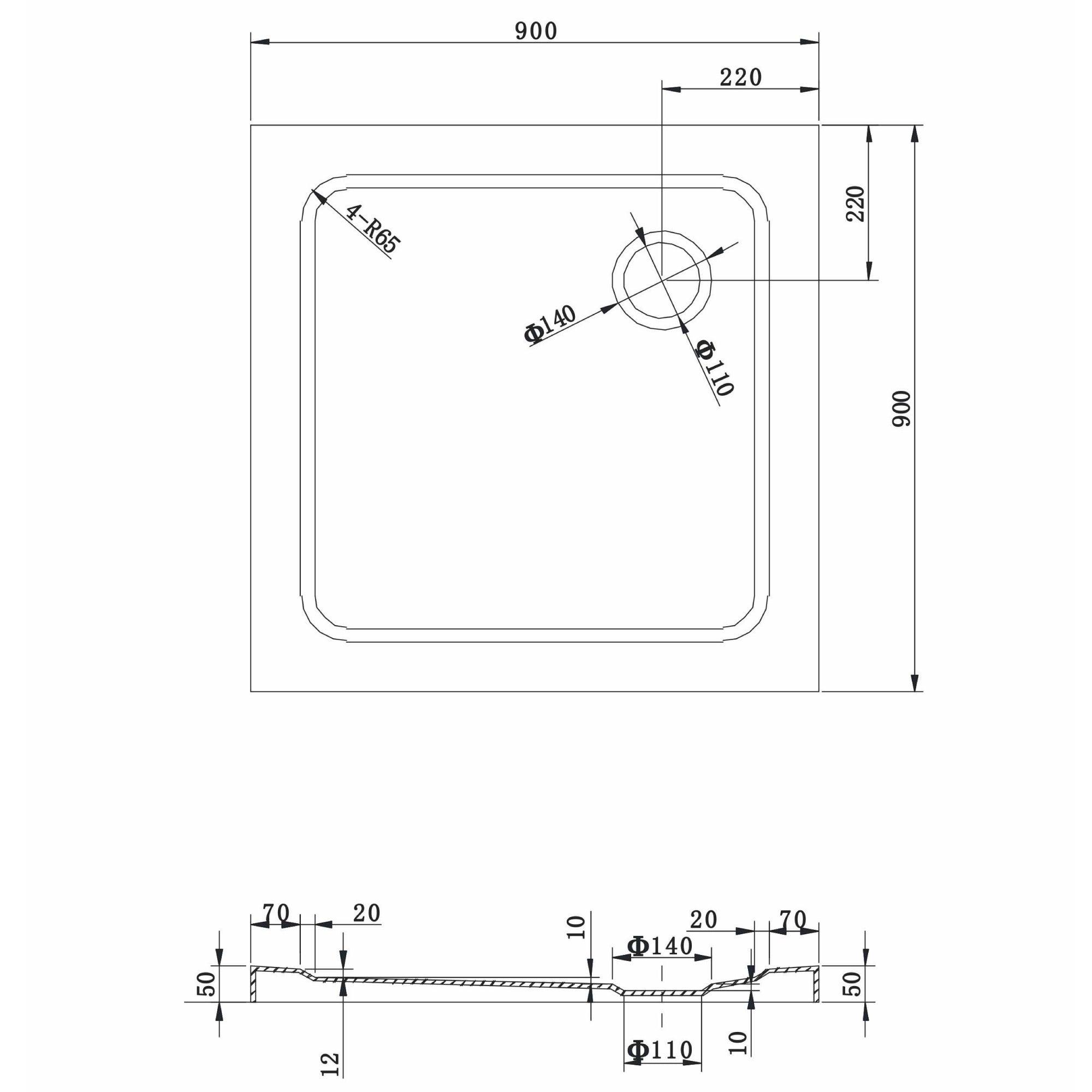 SHIMMER - Base de duche acrílica efeito bolhas extraplana com acabamento branco e sifão incluído