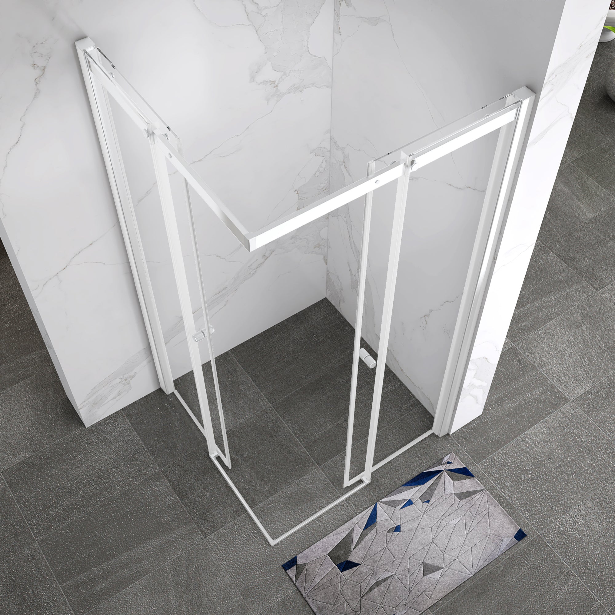 KAYLEE - Cabine de duche de canto com portas de correr, vidro transparente 6 mm e perfil cromado