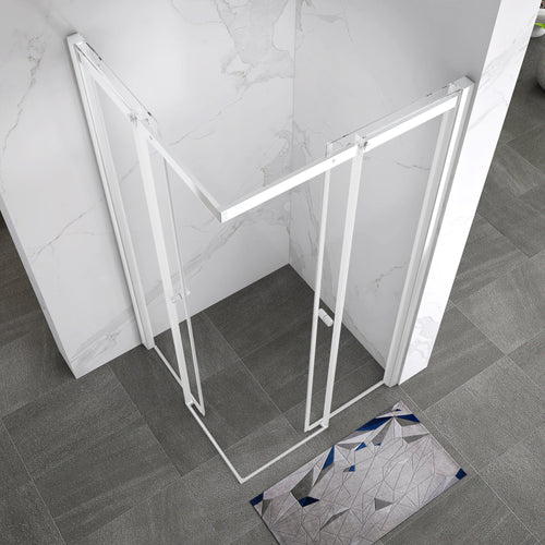 KAYLEE - Box doccia ad angolo con ante scorrevoli, vetro trasparente 6 mm e profilo cromato