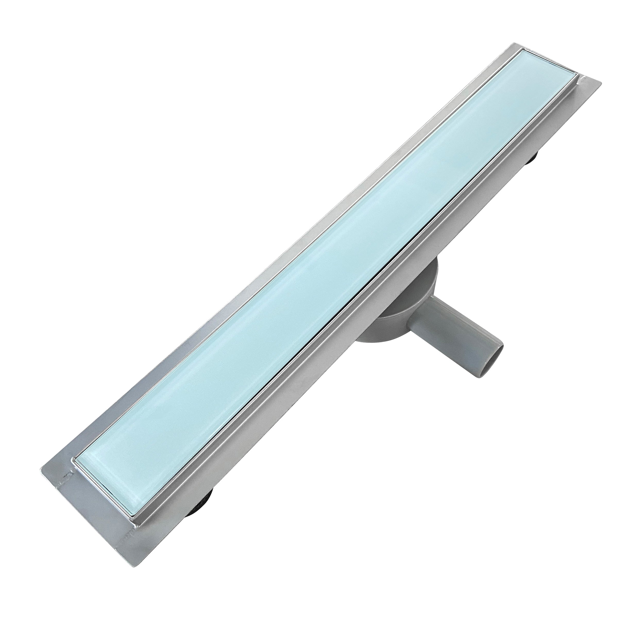 Scolo doccia in acciaio inox con copertura in vetro bianco modello B3