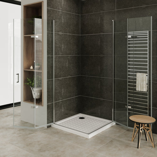 MATILDE - Box doccia ad angolo con ante pieghevoli in vetro temperato e profilo cromato