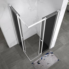 KAYLEE - Cabine de duche de canto com portas de correr, vidro escurecido 6 mm e perfil branco