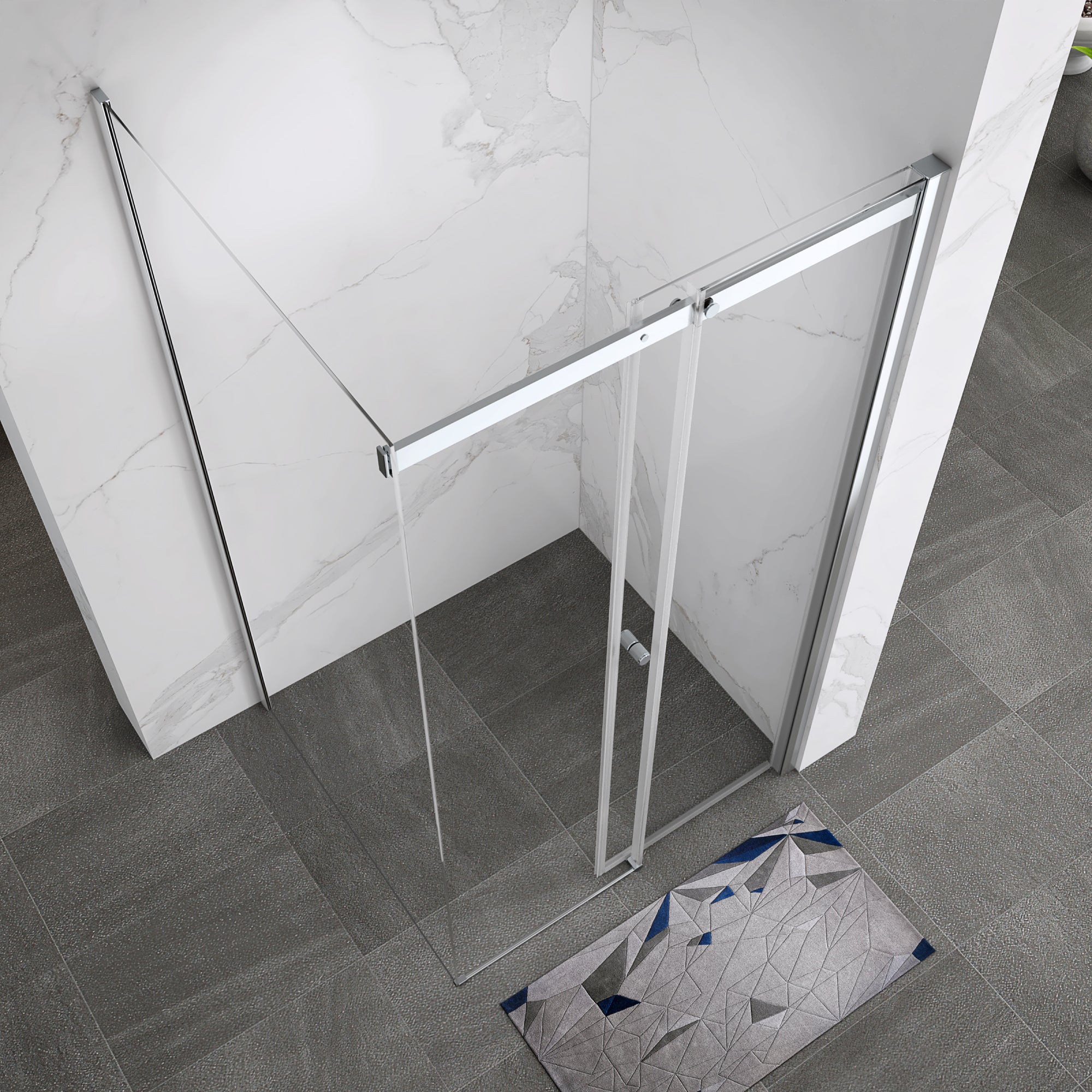 KAYLEE - Cabine de duche de canto com porta de correr, vidro transparente 6 mm e perfil cromado