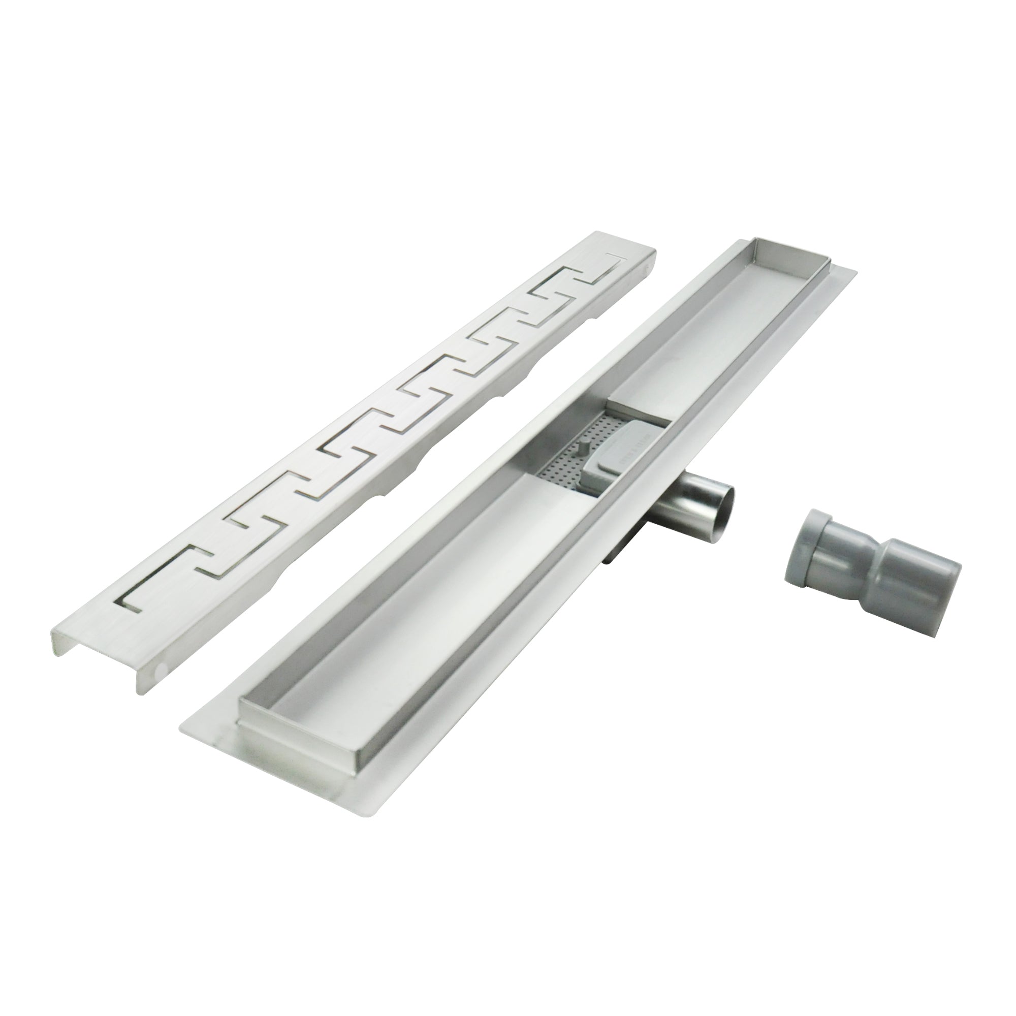 Piletta doccia lineare in acciaio inox con finitura cromata modello R4