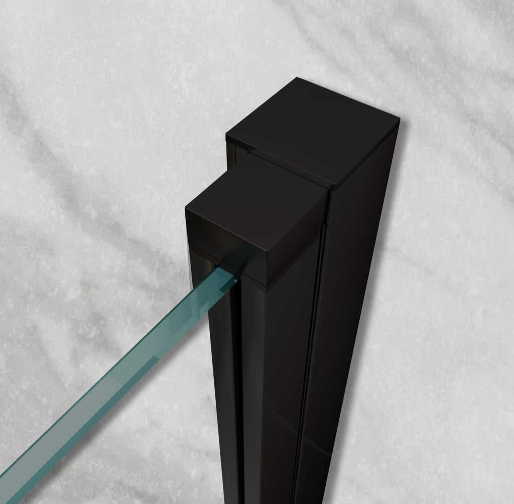 MATILDE - Cabina doccia angolare con ante pieghevoli in vetro temperato e profilo nero opaco