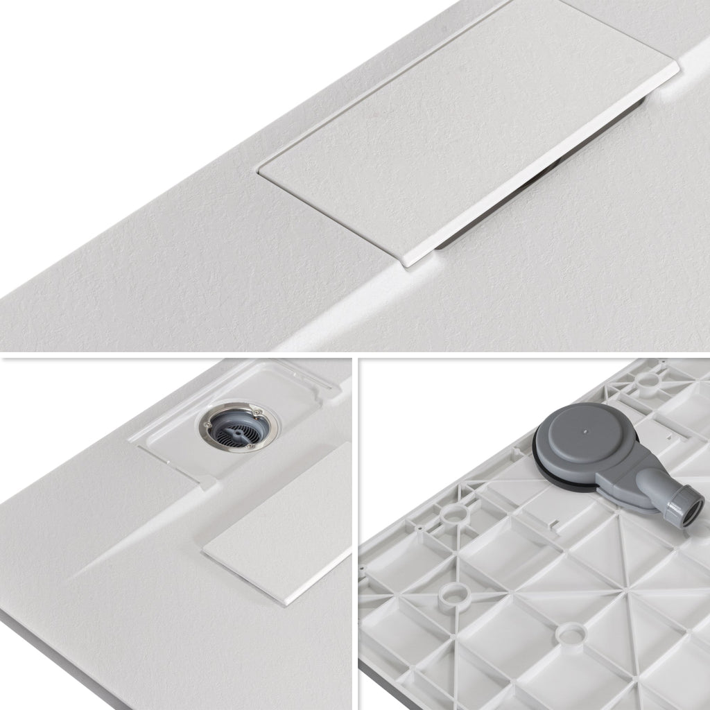 POLAR - Base de duche antiderrapante com acabamento branco e sifão incluído