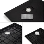 BOREAL - Base de duche preta RAL 7021 SMC antiderrapante GRIPSTONE com sifão incluído