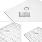 BOREAL - Base de duche branca RAL 9016 SMC antiderrapante GRIPSTONE com sifão incluído