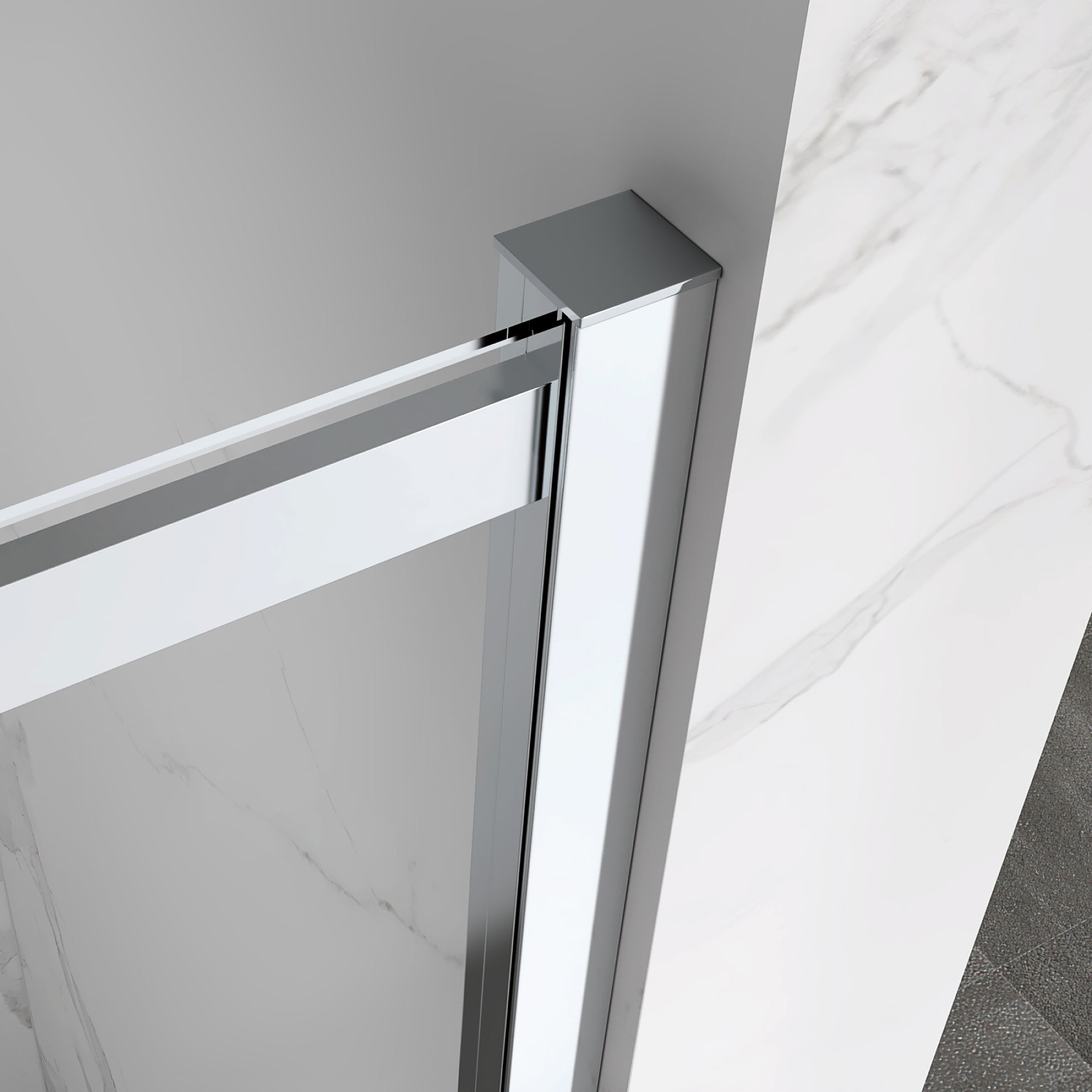 KAYLEE - Puerta de ducha reversible con puerta corredera, cristal de 6 mm y perfil cromado