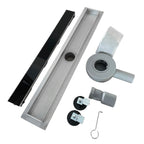 Ralo de duche em aço inox com tampa em vidro preto modelo B2