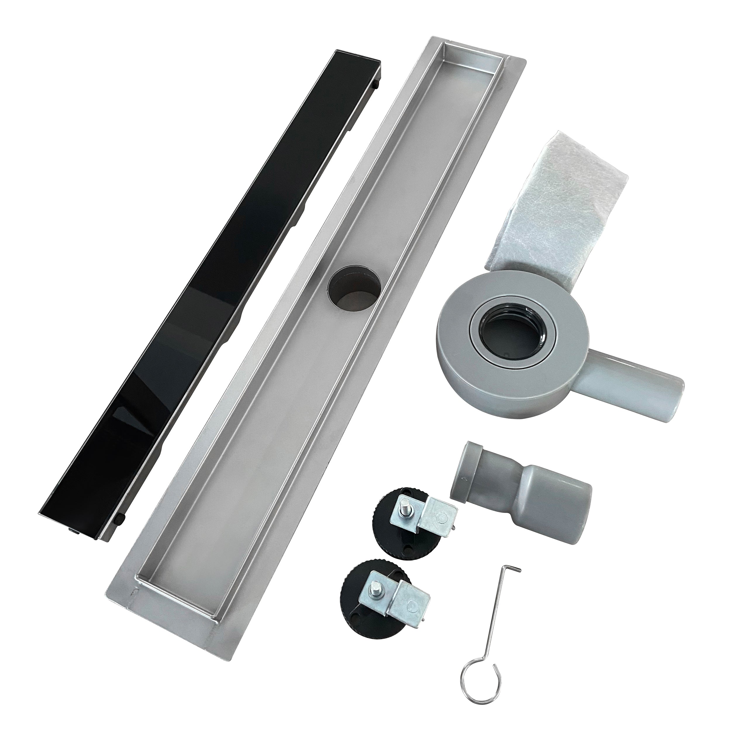 Scolapioggia per doccia in acciaio inox con coperchio in vetro nero modello B2