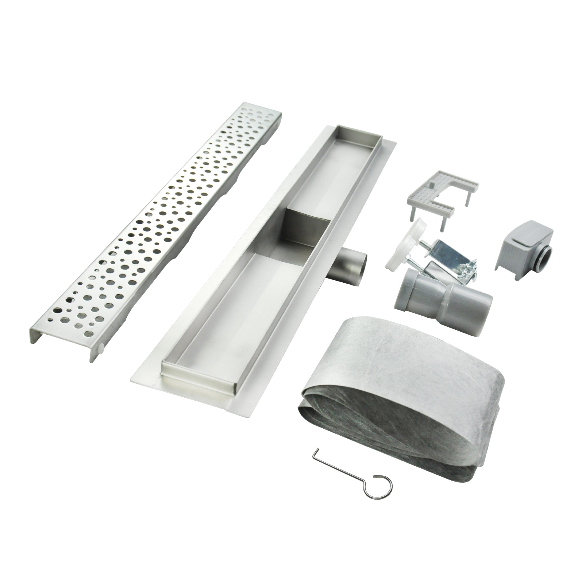 Sifone per doccia lineare in acciaio inox con finitura cromata modello R5