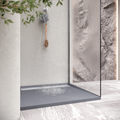 HIEMAL - Base de duche antiderrapante com acabamento cinzento e grelha inox incluída