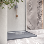 HIEMAL - Base de duche antiderrapante com acabamento cinzento e grelha inox incluída