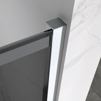 KAYLEE - Cabina de ducha de esquina con puertas correderas, cristal ahumado de 6 mm y perfil cromado