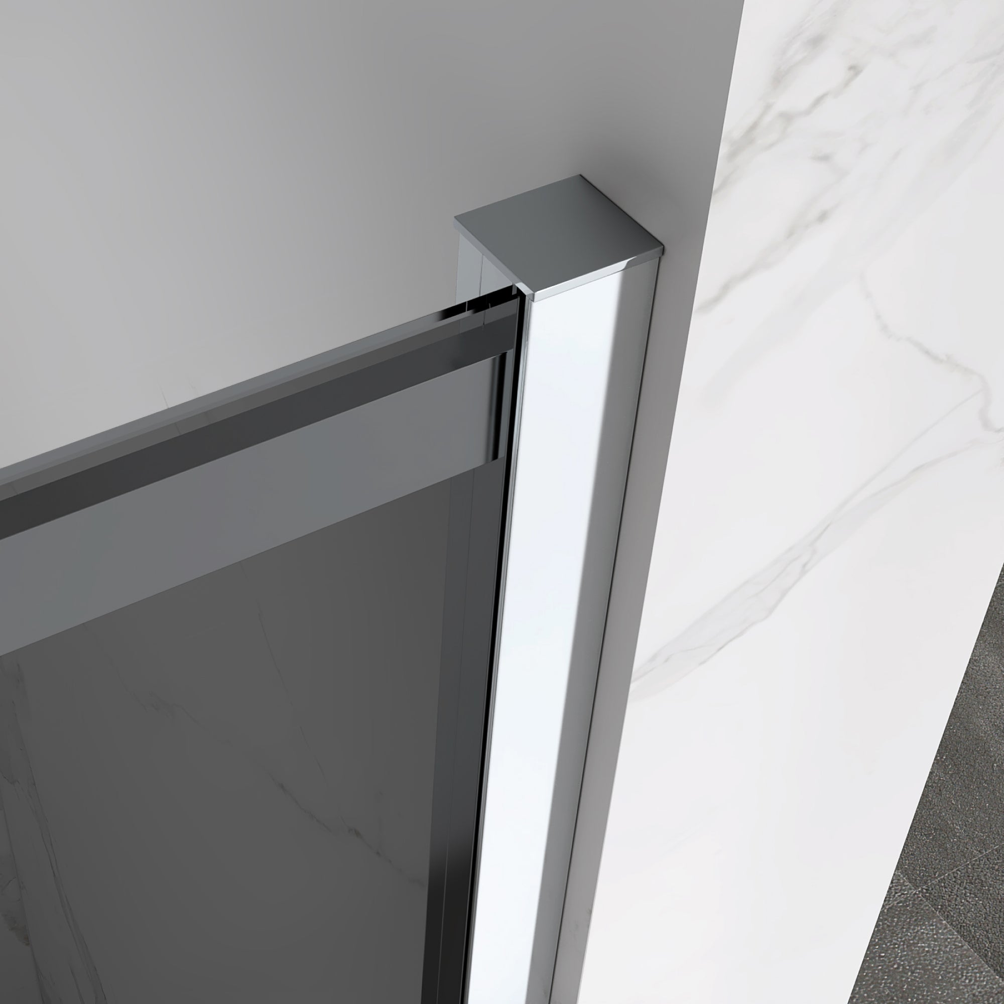 KAYLEE - Cabine de duche de canto com portas de correr, vidro escurecido 6 mm e perfil cromado