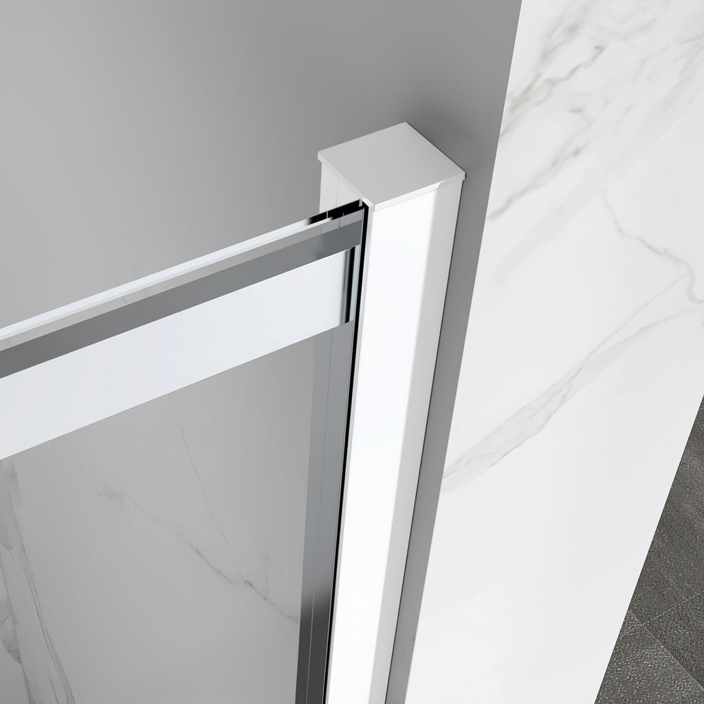 KAYLEE - Cabine de duche de canto com portas de correr, vidro transparente 6 mm e perfil cromado