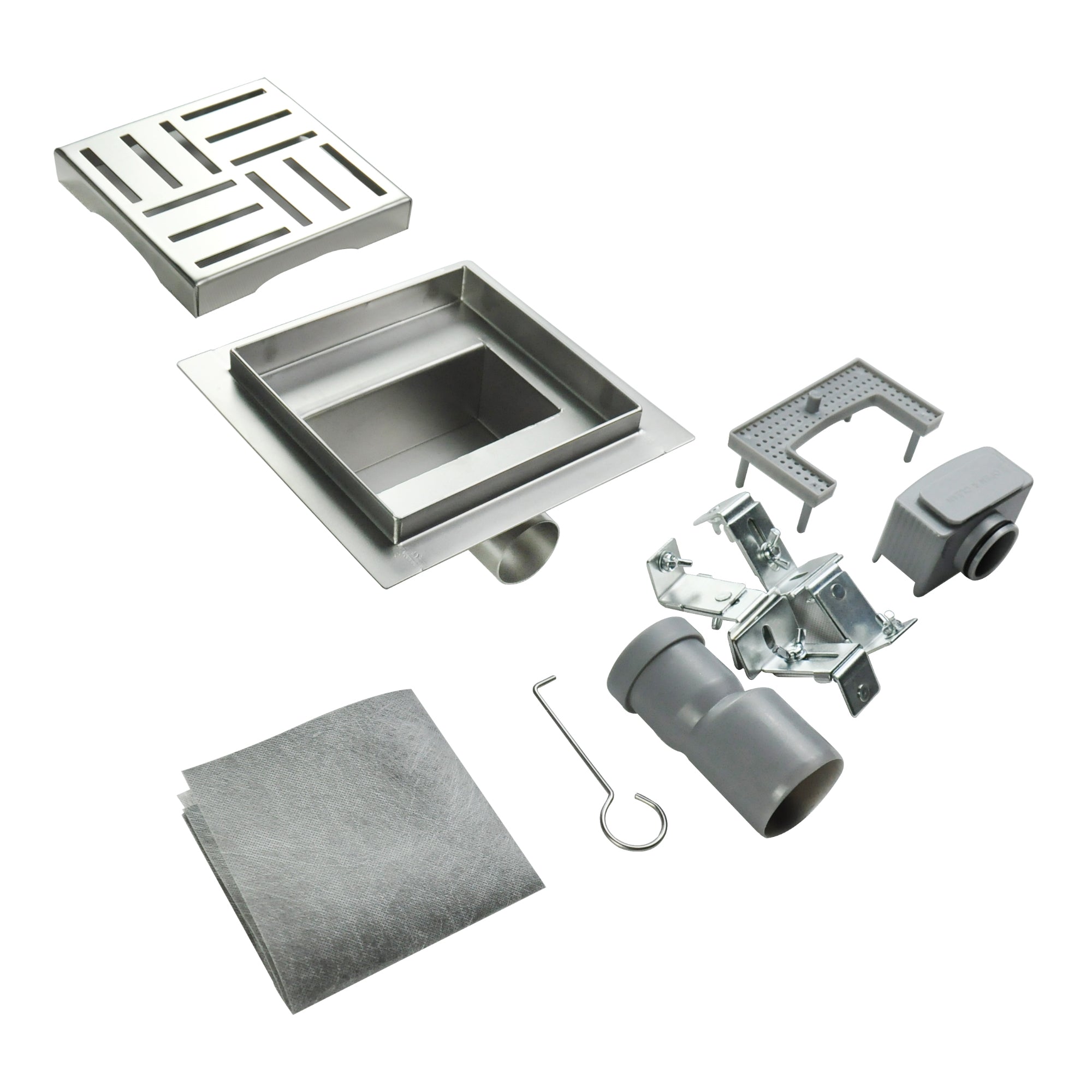 Sifone doccia quadrato in acciaio inox ultrapiatto modello Q3