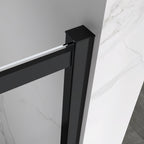 KAYLEE - Cabine de duche de canto com portas de correr, vidro transparente 6 mm e perfil preto mate