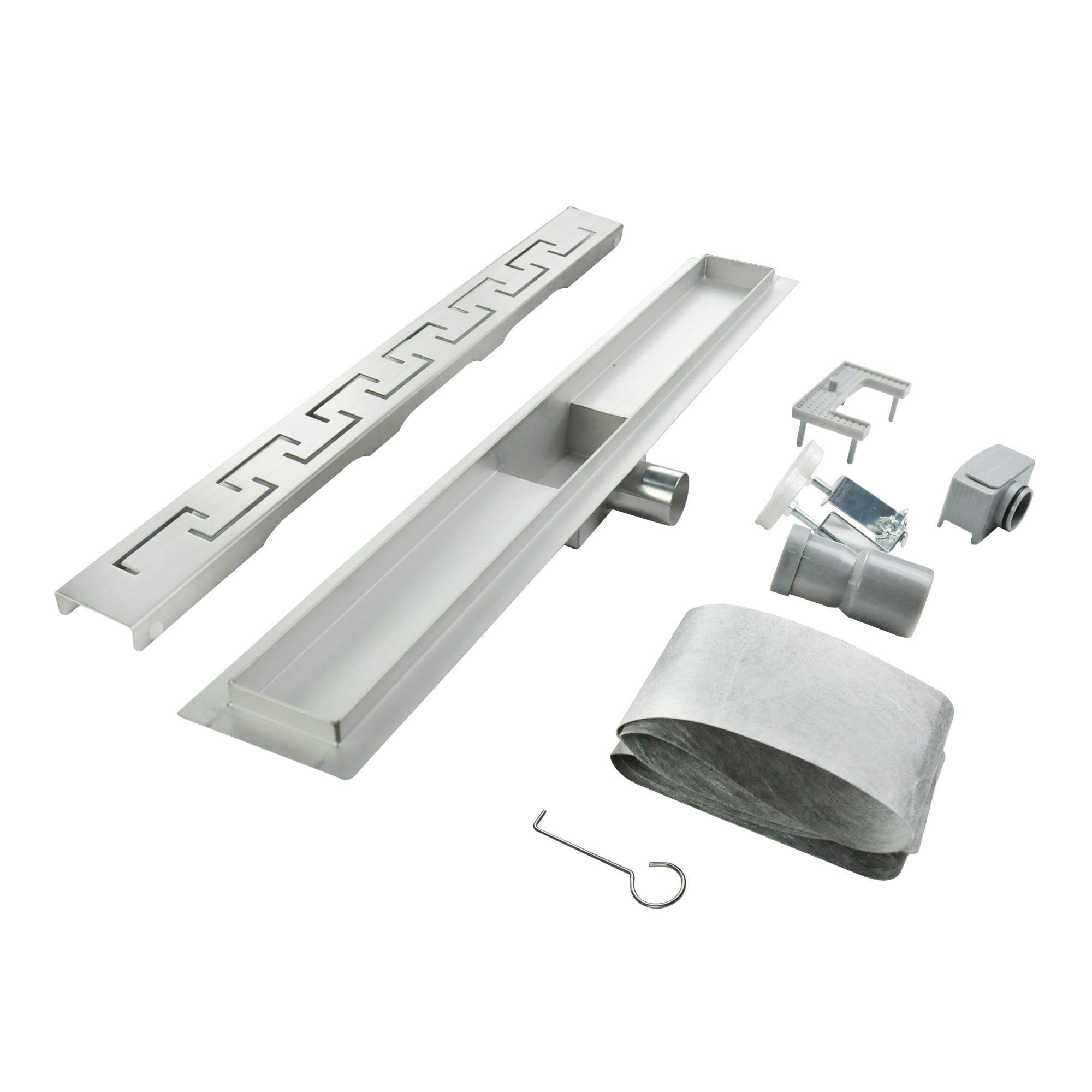 Piletta doccia lineare in acciaio inox con finitura cromata modello R4