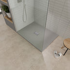 BOREAL - Base de duche cinzenta RAL 7030 SMC antiderrapante GRIPSTONE com sifão incluído