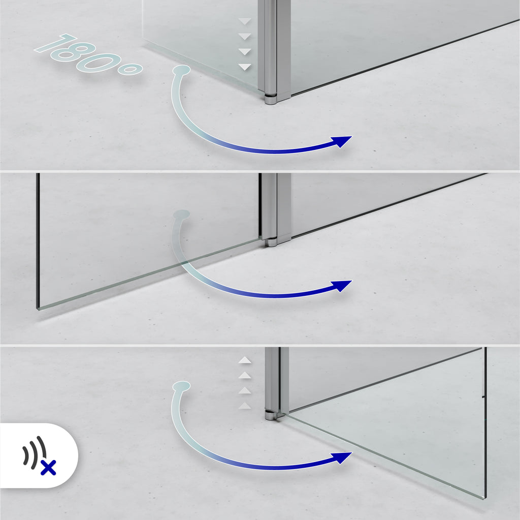 Extensão rotativa 40 cm para divisória de duche Walk-In em vidro temperado
