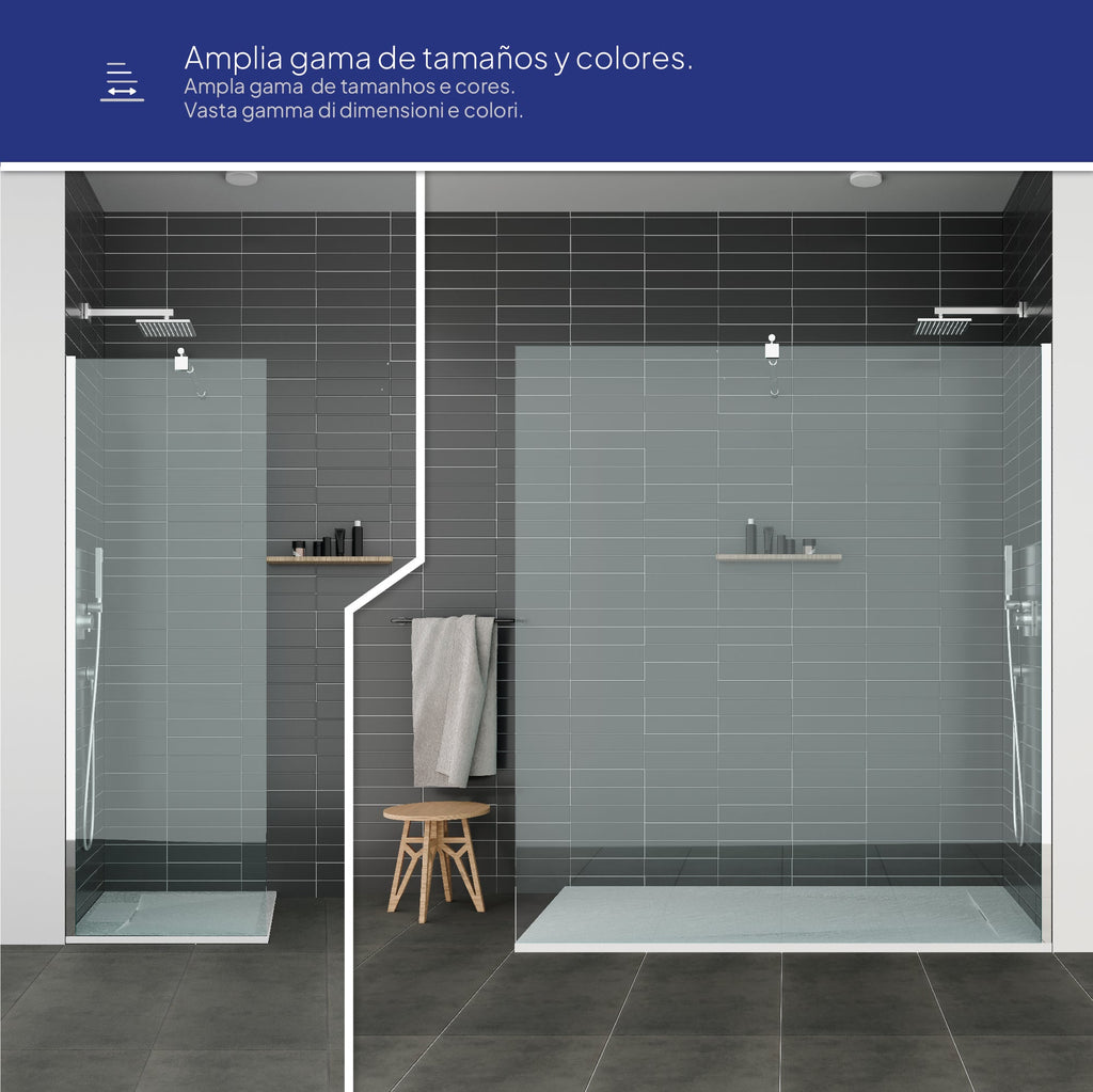 POLAR - Base de duche antiderrapante com acabamento branco e sifão incluído